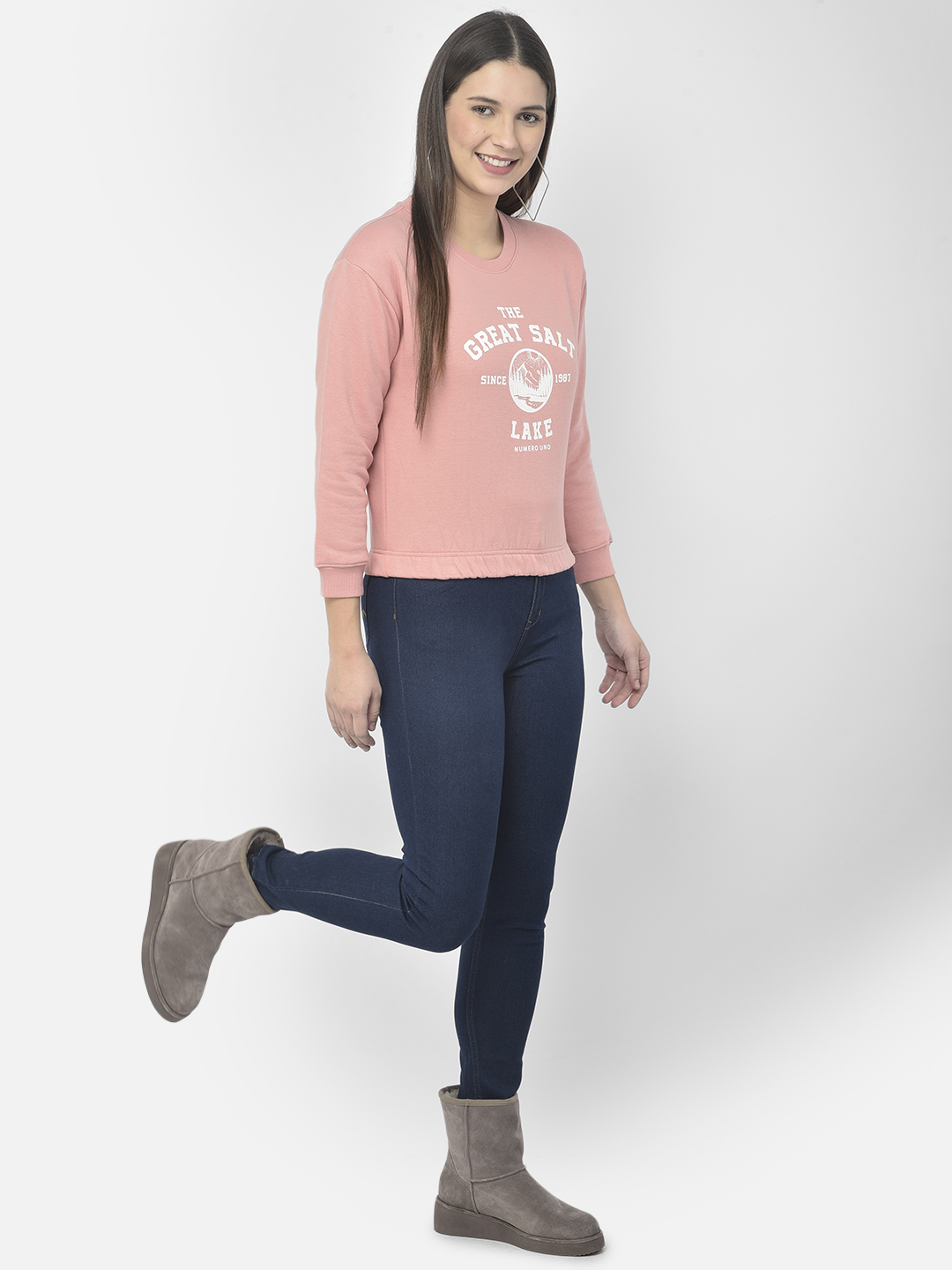 Numero Uno Women Graphic Print Pink Sweat Shirt
